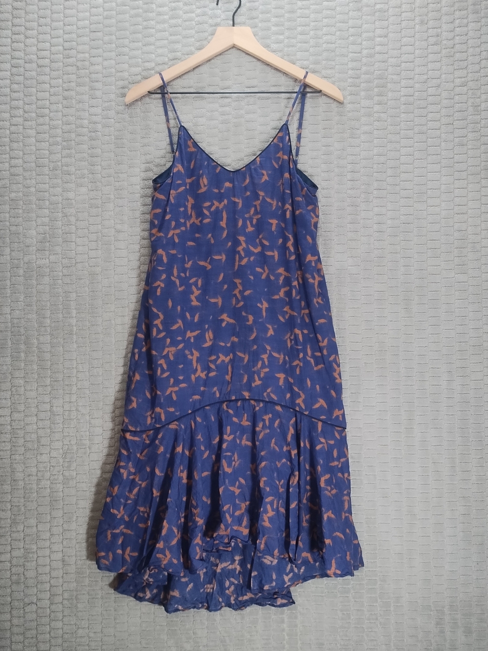 Pharaoh Kira Cotton A-line Drop Waist Slip Dress-Navy-Terracotta-Sz 2/S